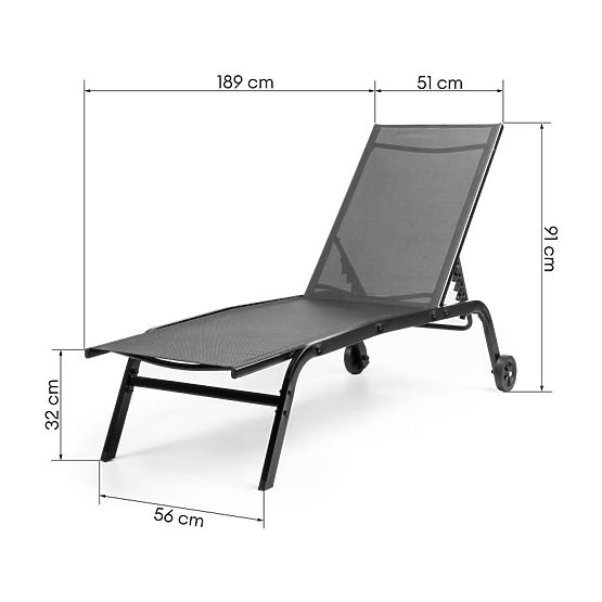 Chaise longue de jardin Celly réglable, noire