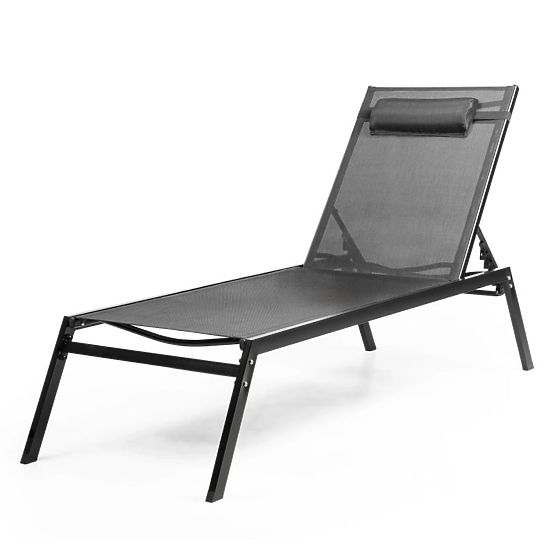 Chaise longue de jardin Paraiso réglable, noir/graphite