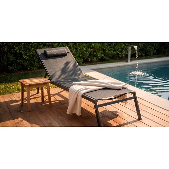 Chaise longue de jardin Paraiso réglable, noir/graphite