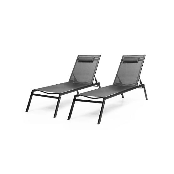 Chaise longue de jardin Paraiso réglable, noir/graphite