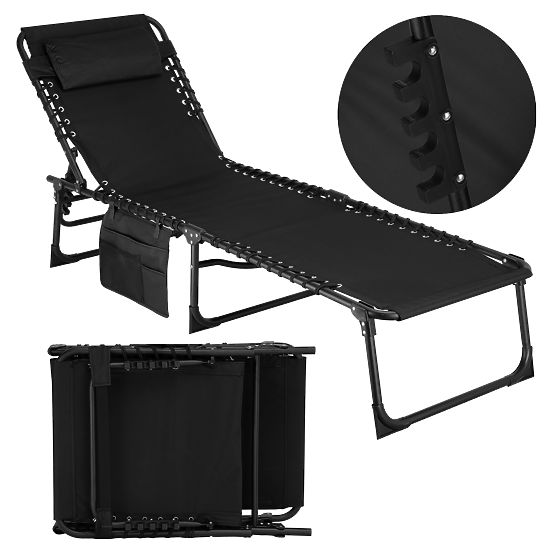 Chaise longue de jardin pliable réglable FENIKS noire