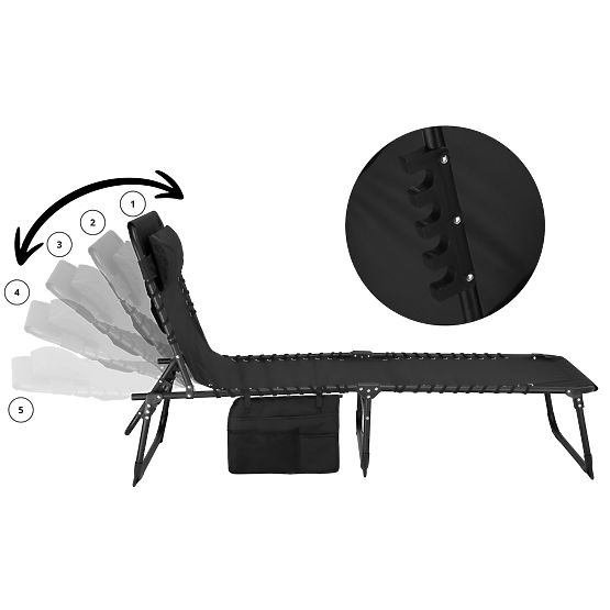 Chaise longue de jardin pliable réglable FENIKS noire