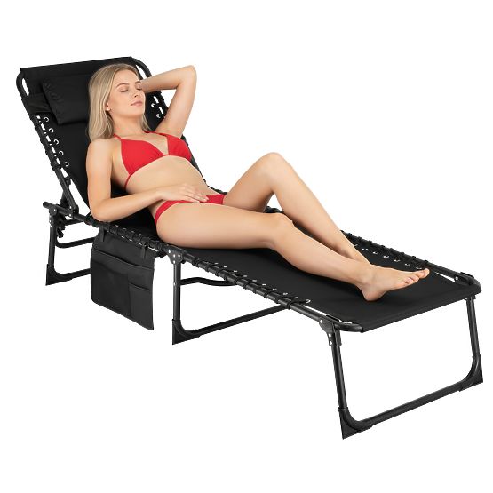 Chaise longue de jardin pliable réglable FENIKS noire