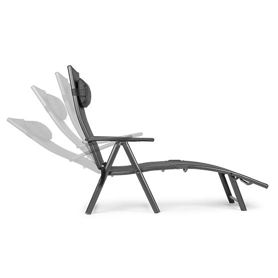 Chaise longue de jardin pliante avec dossier réglable, structure en acier, gris MultiGarden