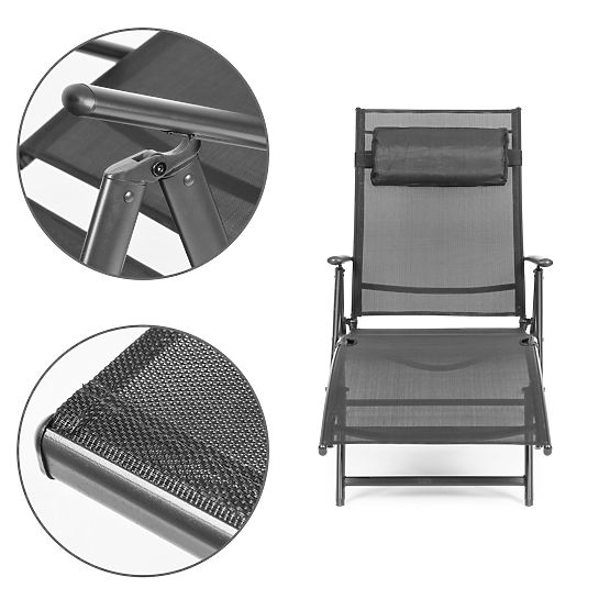 Chaise longue de jardin pliante avec dossier réglable, structure en acier, gris MultiGarden