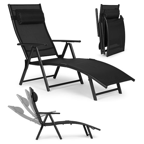 Chaise longue de jardin pliante avec dossier réglable, structure en acier ModernHome
