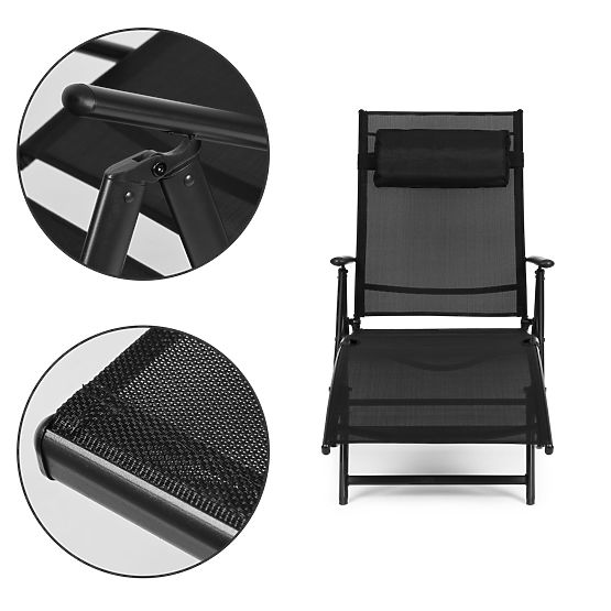 Chaise longue de jardin pliante avec dossier réglable, structure en acier ModernHome