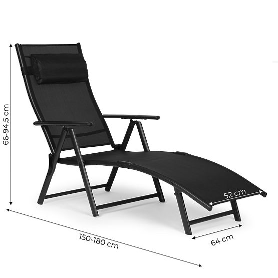 Chaise longue de jardin pliante avec dossier réglable, structure en acier ModernHome