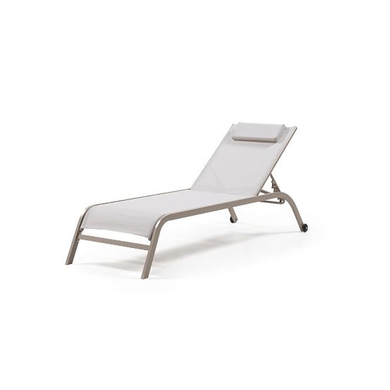 Chaise longue de jardin Sandy réglable, gris clair/beige