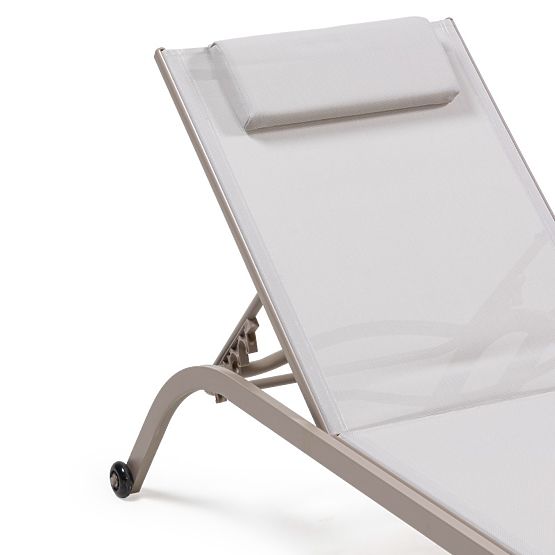 Chaise longue de jardin Sandy réglable, gris clair/beige