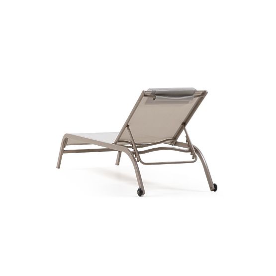 Chaise longue de jardin Sandy réglable, gris clair/beige