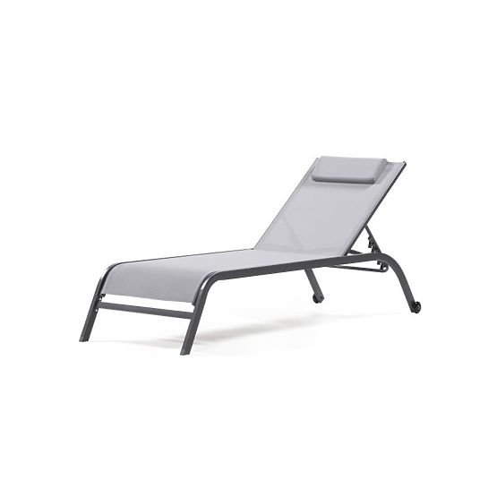 Chaise longue de jardin Sandy réglable, gris/gris foncé