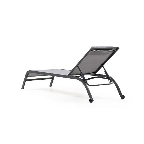 Chaise longue de jardin Sandy réglable, gris/gris foncé