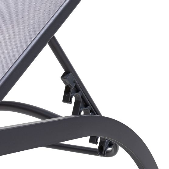 Chaise longue de jardin Sandy réglable, gris/gris foncé