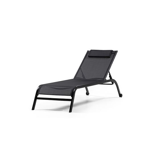 Chaise longue de jardin Sandy réglable, noir/graphite