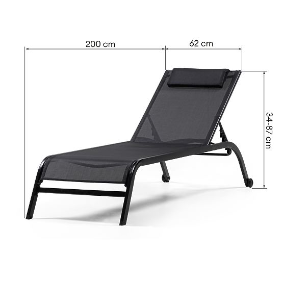 Chaise longue de jardin Sandy réglable, noir/graphite