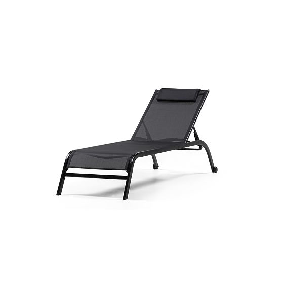 Chaise longue de jardin Sandy réglable, noir/graphite