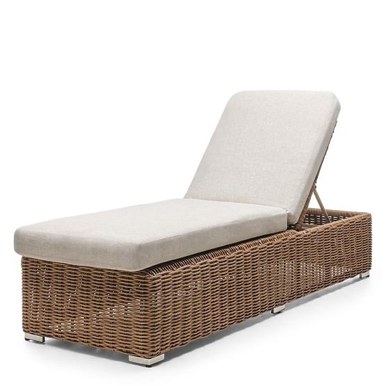 Chaise longue de jardin Sandy réglable, résine tressée, beige