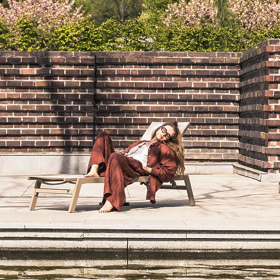 Chaise longue de jardin Shelly réglable, aluminium, beige