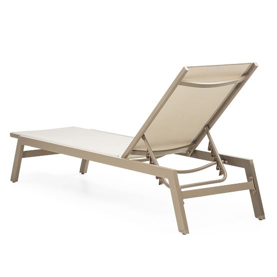 Chaise longue de jardin Shelly réglable, aluminium, beige