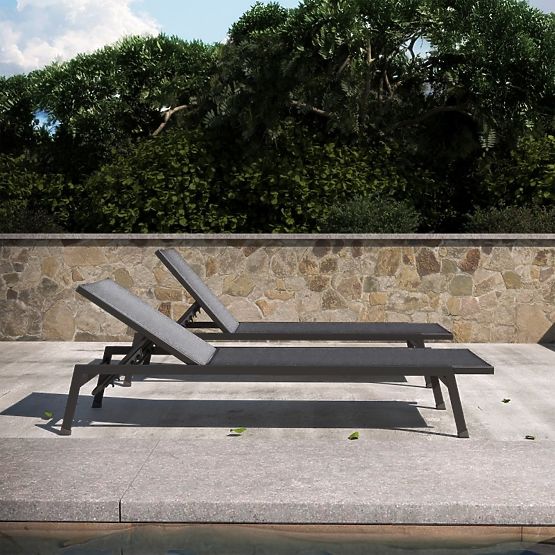 Chaise longue de jardin Shelly réglable, aluminium, graphite