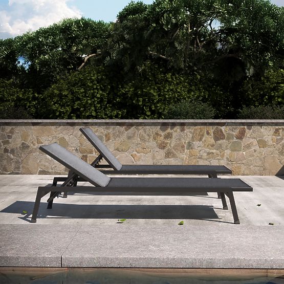 Chaise longue de jardin Shelly réglable, aluminium, graphite