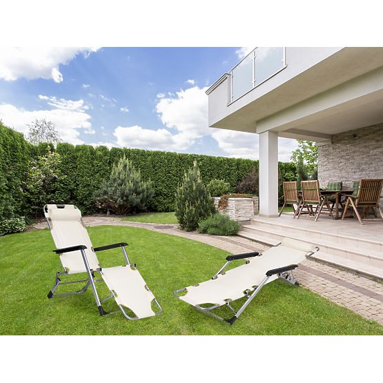 Chaise longue de plage et de jardin pliable 2 en 1