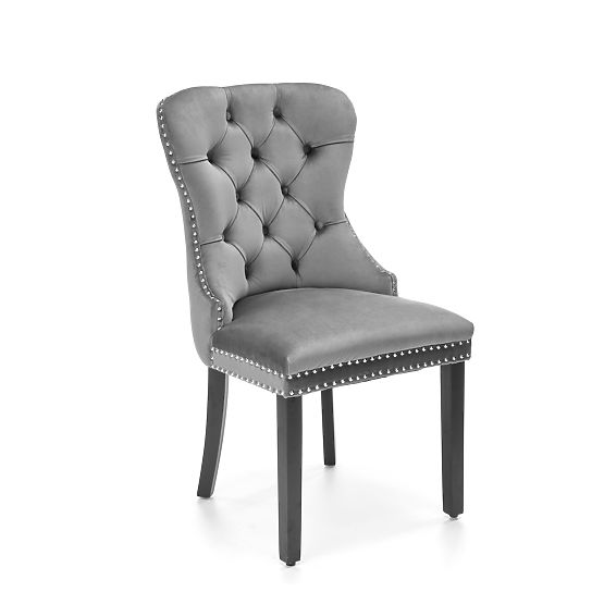 Chaise MIYA noire / revêtement : gris (1p=2pcs)