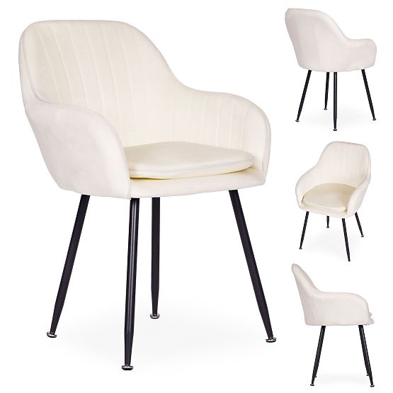 Chaise moderne en velours rembourrée pour salle à manger et salon crème ModernHome