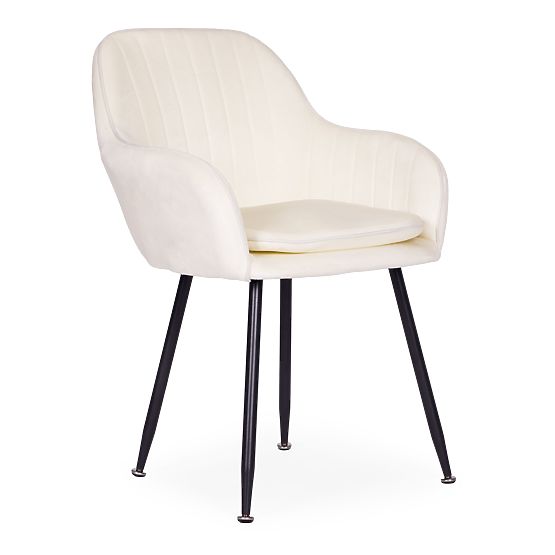 Chaise moderne en velours rembourrée pour salle à manger et salon crème ModernHome
