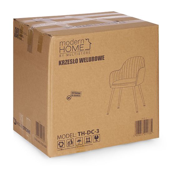 Chaise moderne en velours rembourrée pour salle à manger et salon crème ModernHome