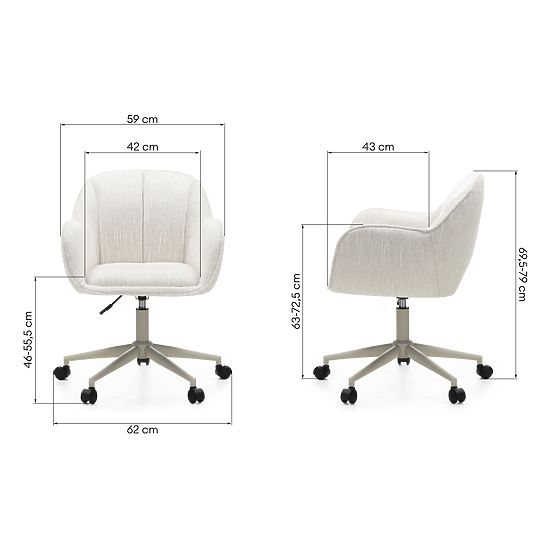 Chaise pivotante Almeria, crème/pieds beige