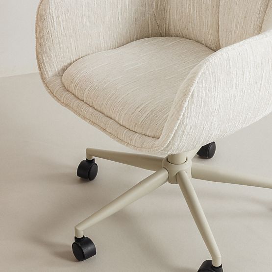 Chaise pivotante Almeria, crème/pieds beige