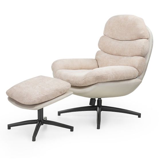 Chaise pivotante avec repose-pieds Prima beige