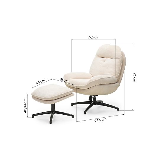 Chaise pivotante avec repose-pieds Verano beige