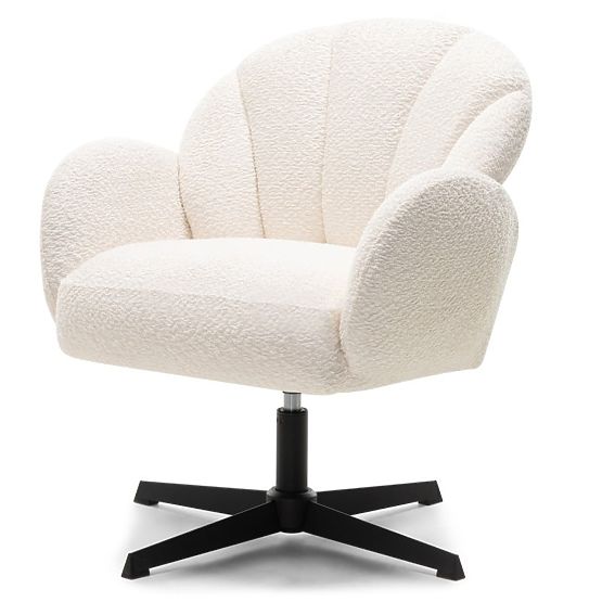 Chaise pivotante Casablanca blanche, bouclé