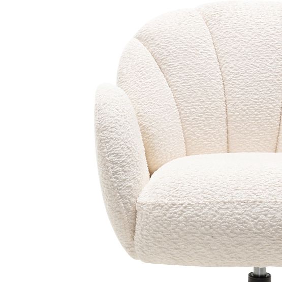 Chaise pivotante Casablanca blanche, bouclé