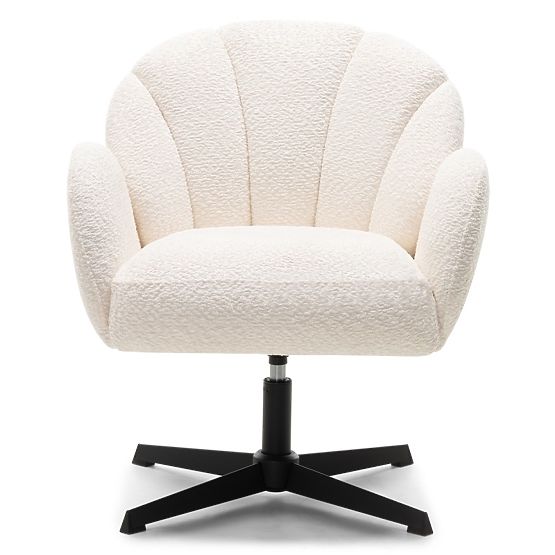 Chaise pivotante Casablanca blanche, bouclé