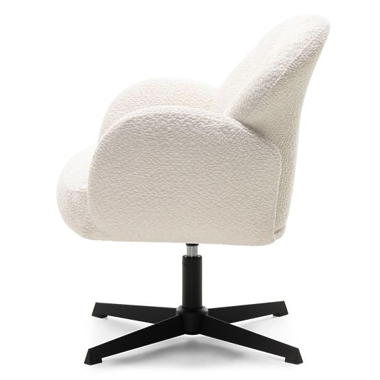 Chaise pivotante Casablanca blanche, bouclé