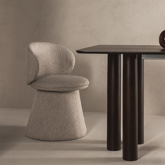 Chaise pivotante Chamil beige-gris, arrondie