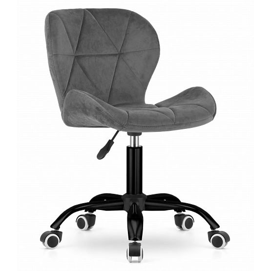 Chaise pivotante de bureau avec dossier large en velours gris foncé