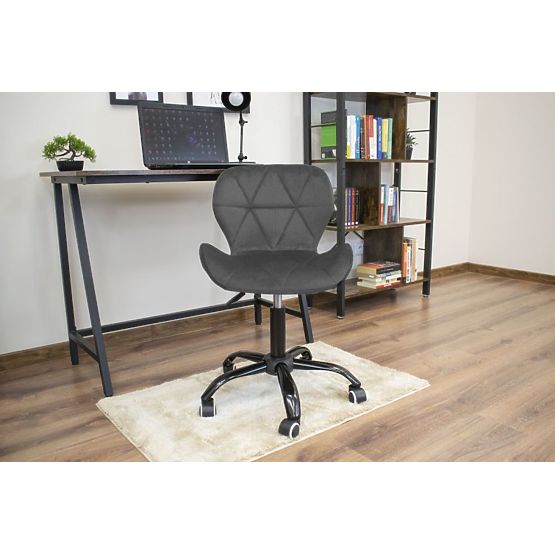 Chaise pivotante de bureau avec dossier large en velours gris foncé