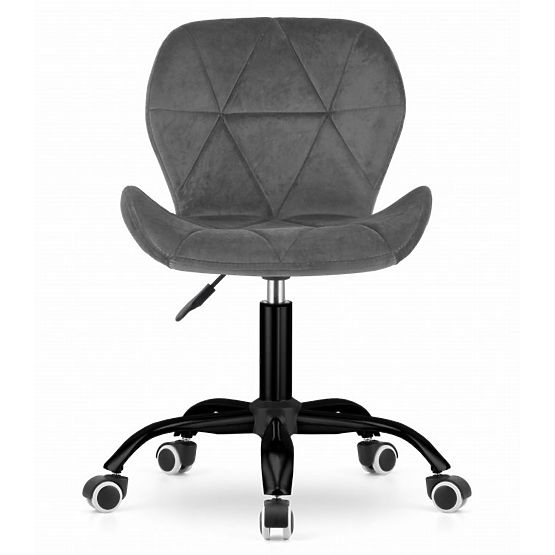 Chaise pivotante de bureau avec dossier large en velours gris foncé