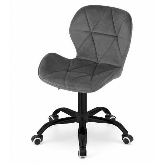 Chaise pivotante de bureau avec dossier large en velours gris foncé