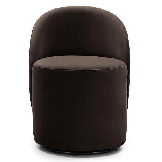 Chaise pivotante Enzo, formes arrondies, chocolat/espresso, velours