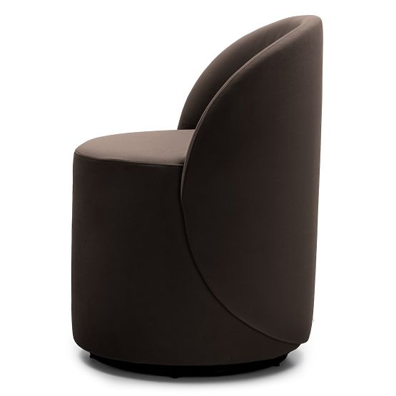 Chaise pivotante Enzo, formes arrondies, chocolat/espresso, velours