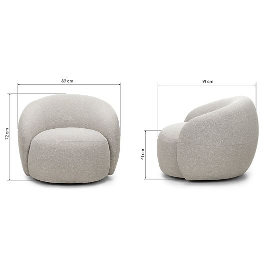 Chaise pivotante Nambi beige-gris, formes arrondies