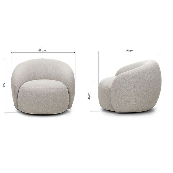 Chaise pivotante Nambi beige-gris, formes arrondies