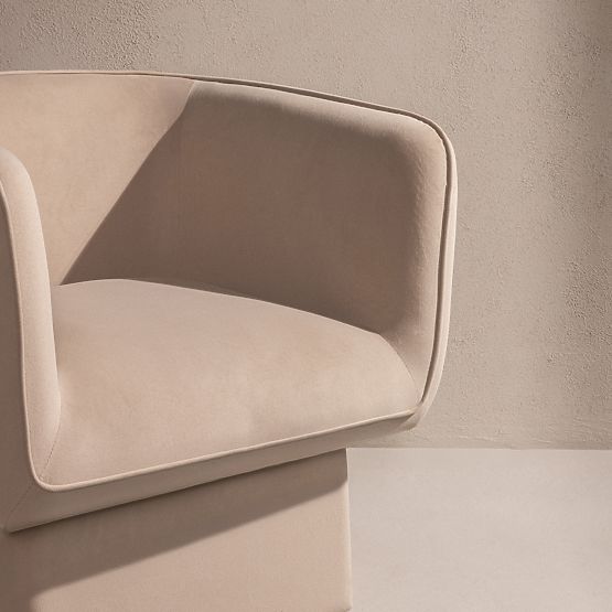 Chaise pivotante One beige clair, velours