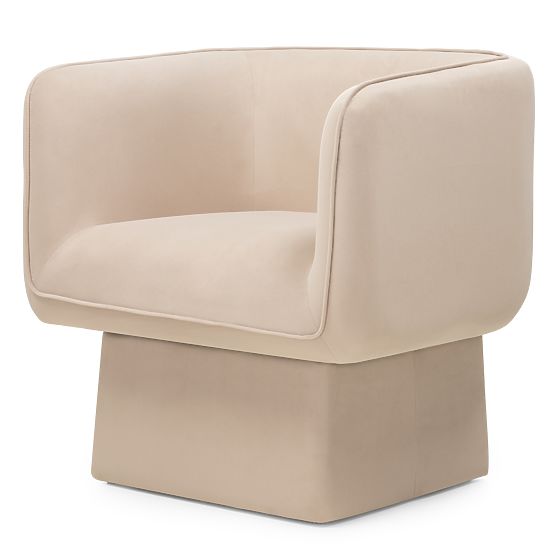 Chaise pivotante One beige clair, velours